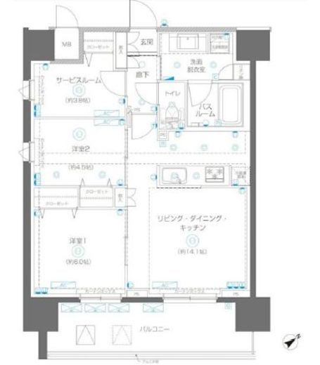 アルファレジデンシア南千住　1402号室　間取り