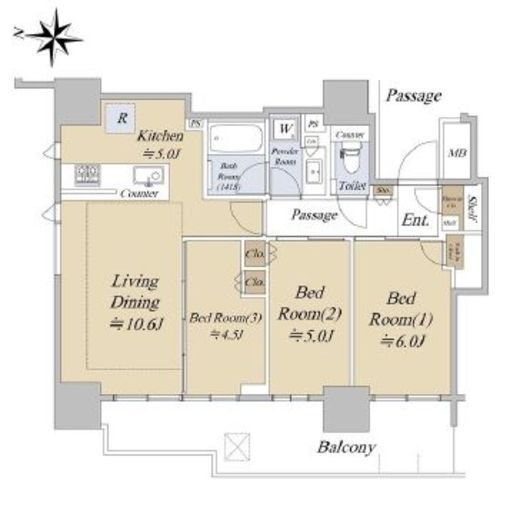 シティタワーズ板橋大山ノースタワー　14F2号室　間取り