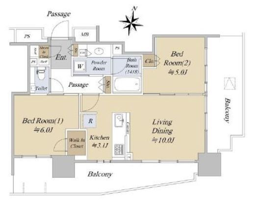シティタワーズ板橋大山ノースタワー　11F1号室　間取り