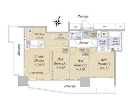 シティタワーズ板橋大山ノースタワー　14F3号室　間取り