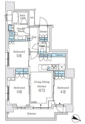 パークホームズ文京白山ヒルテラス　303号室　間取り