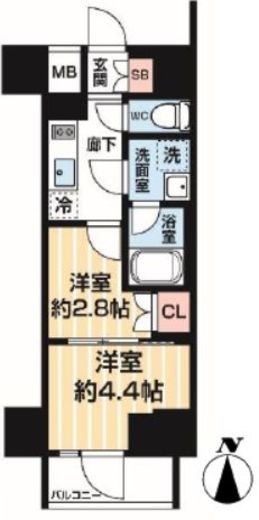 ARCOBALENO MINAMISENJU (アルコバレーノ南千住)　703号室　間取り