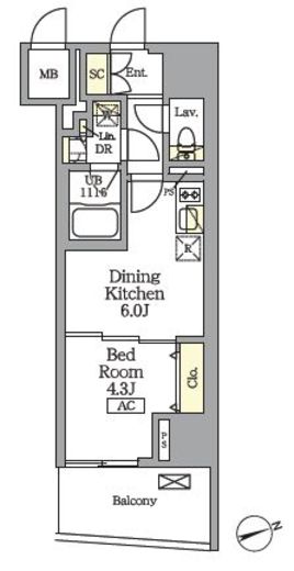 テラス北千住　1201号室　間取り