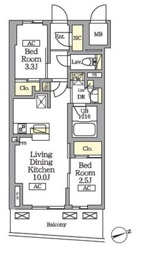 テラス北千住　1302号室　間取り
