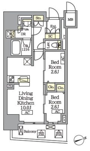 テラス北千住　604号室　間取り