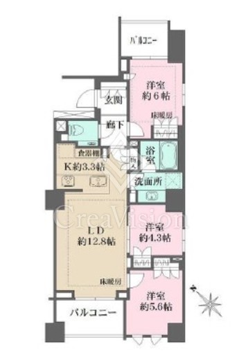 ブリリア文京西片　10F1号室　間取り