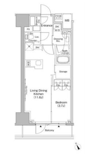 ザ・パークハビオ日本橋茅場町　507号室　間取り