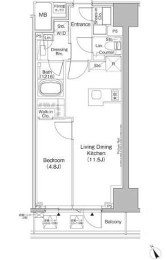 ザ・パークハビオ日本橋茅場町　508号室　間取り