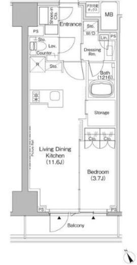 ザ・パークハビオ日本橋茅場町　807号室　間取り