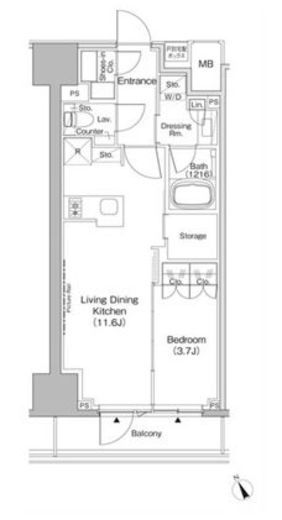 ザ・パークハビオ日本橋茅場町　807号室　間取り