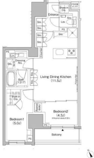 ザ・パークハビオ日本橋茅場町　1009号室　間取り