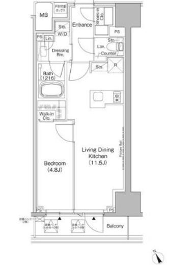 ザ・パークハビオ日本橋茅場町　208号室　間取り