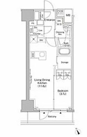 ザ・パークハビオ日本橋茅場町　407号室　間取り