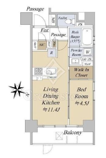 アクシルコート日本橋本町　11F5号室　間取り