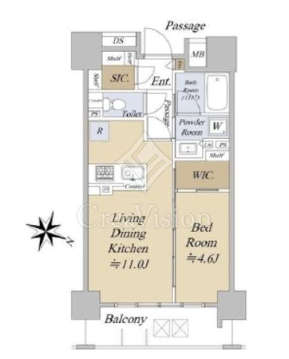 アクシルコート日本橋本町　3F4号室　間取り