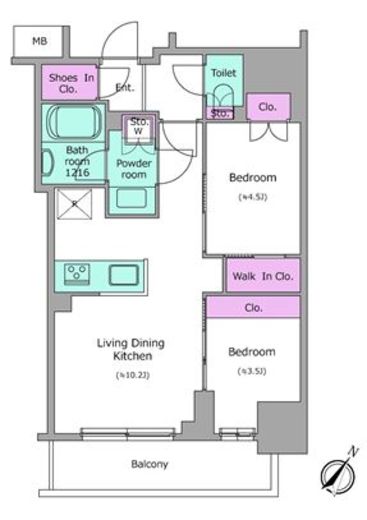 アーバネックス日本橋茅場町　1104号室　間取り