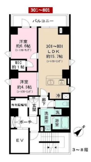 ショコラスイート東日本橋　301号室　間取り