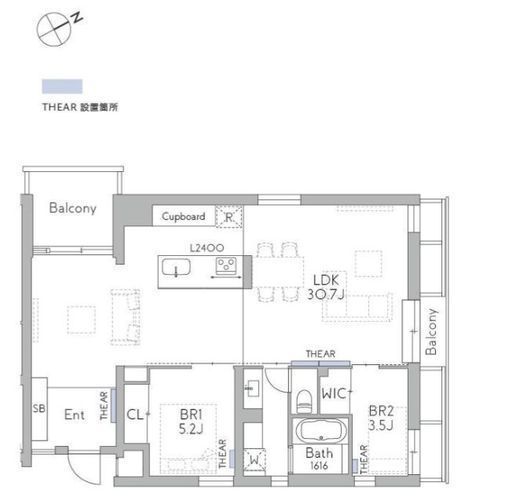THE GRANDUO FUTAKOTAMAGAWA　403号室　間取り