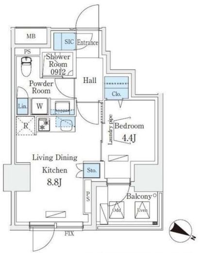 Urban Breeze 恵比寿　1305号室　間取り