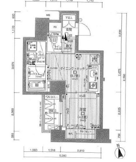 日神デュオステージ浅草松が谷　1403号室　間取り