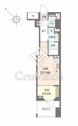 ジオ横浜大通り公園　9F1号室　間取り