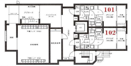 グローリオシェルト武蔵小杉Ⅱ　102号室　間取り