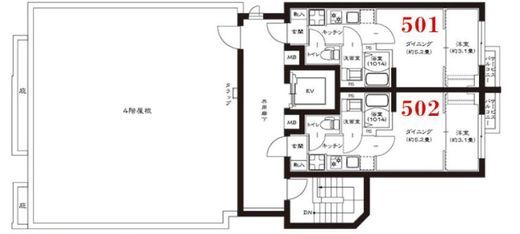 グローリオシェルト武蔵小杉Ⅱ　501号室　間取り