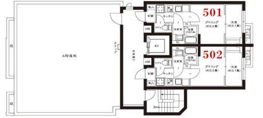 グローリオシェルト武蔵小杉Ⅱ　502号室　間取り