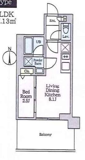 クレストコート東陽町　1409号室　間取り