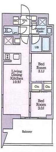 クレストコート東陽町　607号室　間取り