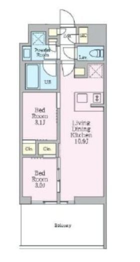 クレストコート東陽町　407号室　間取り