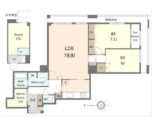 西戸山タワーホウムズ　S1403号室　間取り