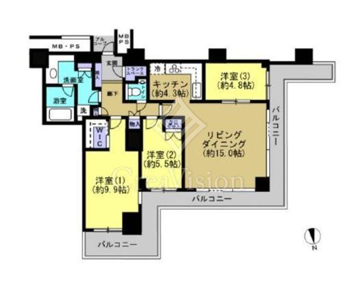 Wコンフォートタワーズ EAST　3802号室　間取り