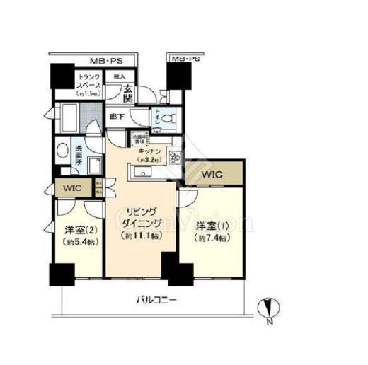 Wコンフォートタワーズ EAST　26F3号室　間取り