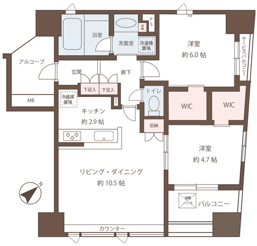 ウィルローズ日本橋浜町　9F1号室　間取り