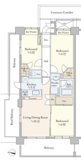 コスモ東京ベイフォート　1001号室　間取り
