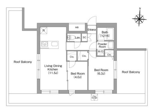 コンフォリア・リヴ両国イースト　701号室　間取り