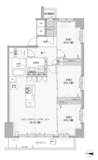 関寅ビル第10　801号室　間取り