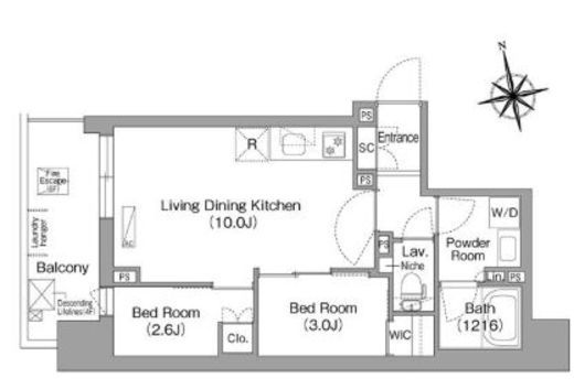 コンフォリア・リヴ門前仲町EAST　402号室　間取り
