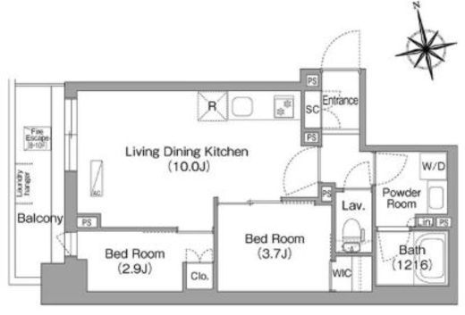 コンフォリア・リヴ門前仲町EAST　902号室　間取り