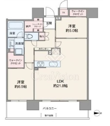 グランドシティタワー月島　44F1号室　間取り
