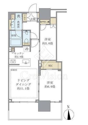 グランドシティタワー月島　612号室　間取り