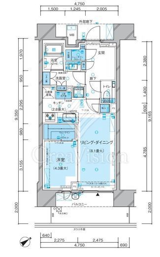 ブランズ芝浦　3F1号室　間取り