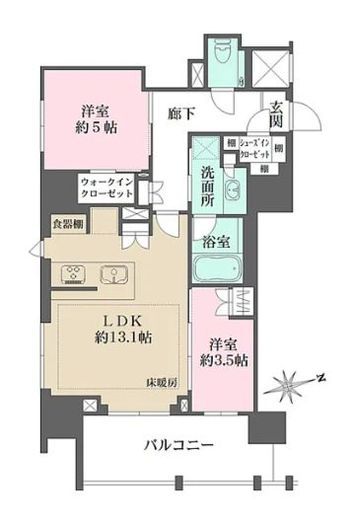 ザ・パークハウス芝御成門　1303号室　間取り