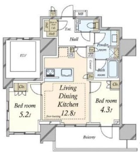 ザ・パークハウス芝御成門　7F1号室　間取り