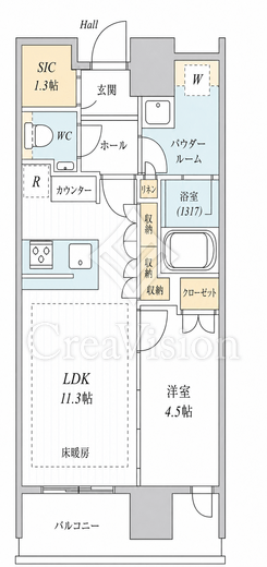 リビオタワー品川　11F1号室　間取り