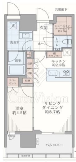 リビオタワー品川　7F1号室　間取り