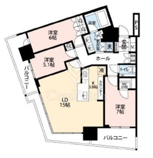 リビオタワー品川　1724号室　間取り