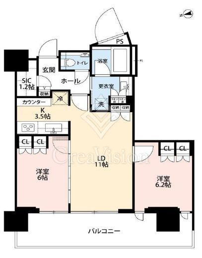 リビオタワー品川　23F2号室　間取り