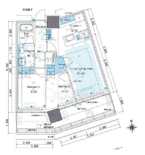 リビオタワー品川　3215号室　間取り